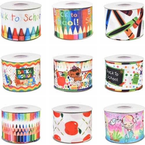 HSDCraft 16MM 22MM 25MM 38MM 50MM 75MM School series HT Grosgrain Ribbon 10Yards/Roll