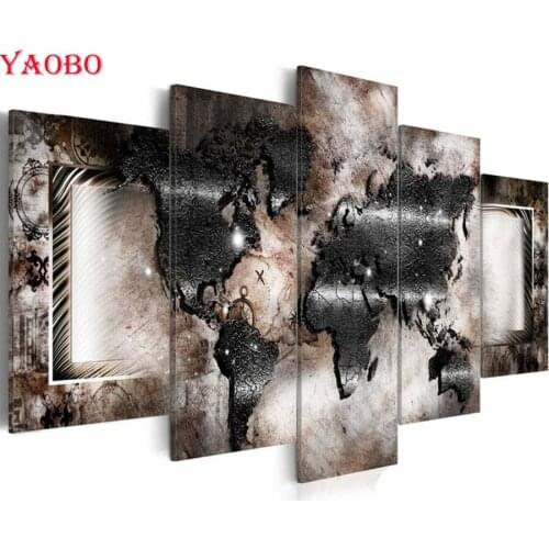 5 pcs "World Map"5D DIY Diamond Painting Full Square drill Handicraft Cross Stitch Diamond Embroidery picture of pictures mosaic