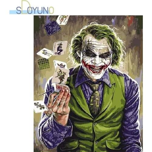 SDOYUNO DIY Painting By Numbers Kits 60X75cm Clown Oil Paint By Numbers Home Decor Figure Frameless Number Painting On Canvas