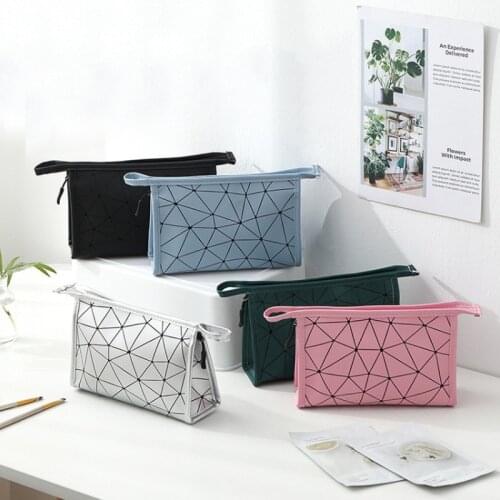 Korean cosmetics storage bag geometric rhombus PU cosmetic bag ladies size waterproof Traveling and washing storage bag