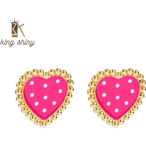 King Shiny Vintage Geometric Square Heart Star Dangle Earrings Bohemian Candy Color Polka Dot Drop Earrings Girls Party Jewelry