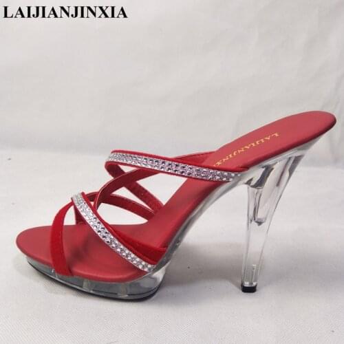 LAIJIANJINXIA Red High Heels Slippers Plump Crystal Shoes Sexy Pole Dancing Shoes Platform Womens Shoes Platform Shoes N-025