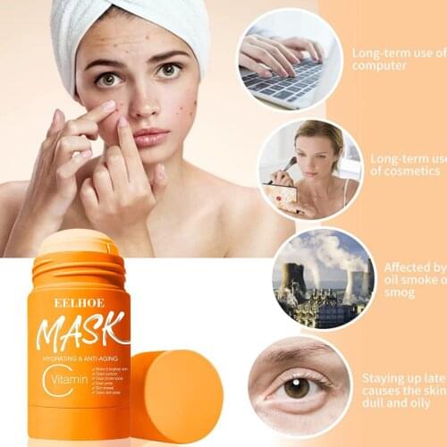 Vitamin C Mask Stick Face Purifying Anti-Acne Deep Cleansing Oil Control Mask Mud Cream Stick Solid Mask Blackhead Remove