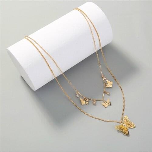 NurmWung Multilayer Butterfly Necklace for Women Fashion Bohemia Personality Valentines Day Beach Charm Jewelry Gift