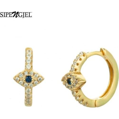 SIPENGJEL Fashion Evil Eye Circle Hoop Earrings Gold Silver Color Ear Piercing Earrings For Women Girls Jewelry Gift 2021