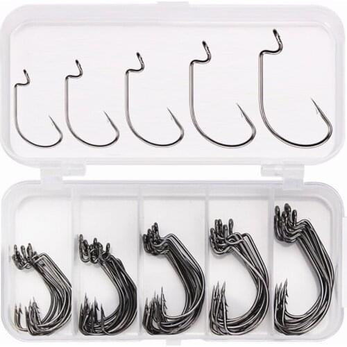 Set Black Nickel Hook 2#-3/0# Dezhou Fishing 50pcs Sea Hooks Fishing Offset Hook Fishing Big Hooks Tackles Accessories Fishhook