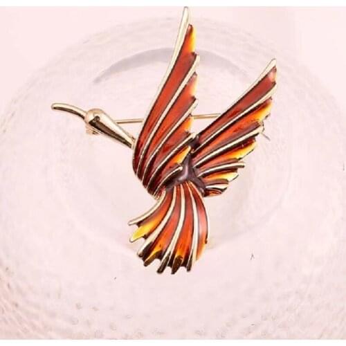 New original European and American fashion brand free flying heron diamond drop glaze brooch accessories