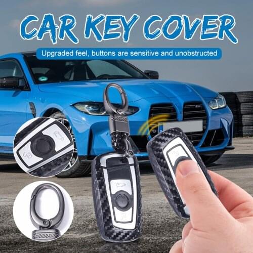 New Car Key Case Protective Silicone Car Key Fob Case Remote Key Cover Carbon Fiber Black For BMW 5 3 1 Series 320li 528 X3 X4