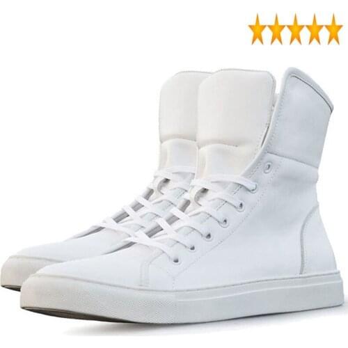 Autumn Punk New White Motorcycle Lace Up For Men Genuine Leather Boots Round Toe Comfortable Breathable Shoes