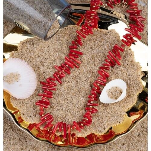 Bohemian Red coral Necklaces For Women Vintage Choker Shell Pendant Statement Party Jewelry Red Coral Stone Beads for women