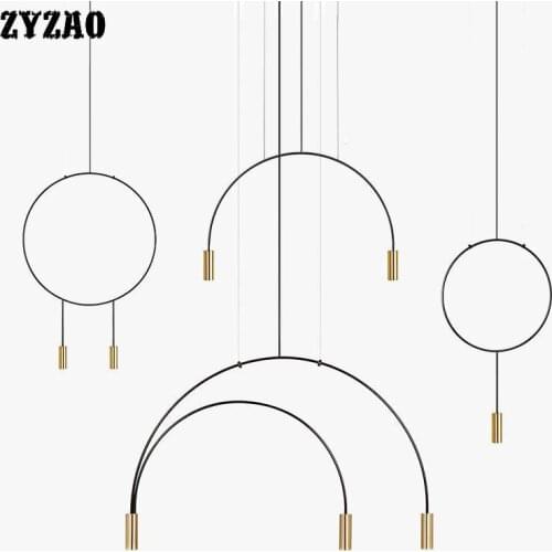 Simple Iron Geometric Line Pendant Lights Nordic Designer Lamps Restaurant Bar Dining Room Cafe Kitchen Hanging Lamps Home Decor