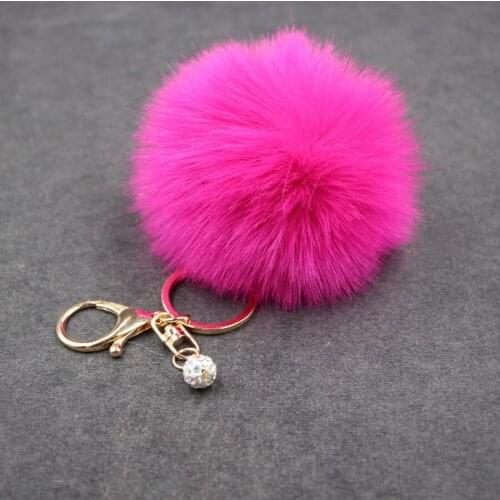 Fluffy Fur Pom Keychain Soft Faux Rabbit Fur Ball Car Keyring Pompom Key Chains Key Holder Women Bag Pendant Jewelry Gifts