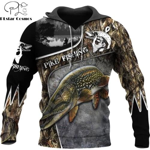 Pike Fishing Camo 3D Printed Men Hoodie Harajuku Streetwear Autumn Sweatshirt Unisex Casual Jacket Tracksuit Plus Size KJ0120