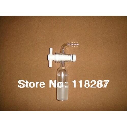 Vacuum adapter 90 bend with PTFE Stopcock, 24/29,with hose connection,glass valve