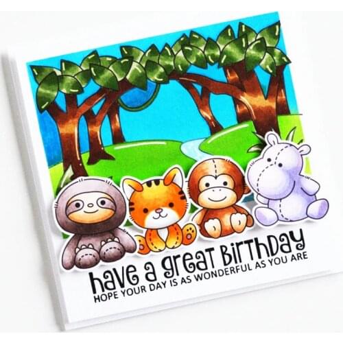 Animals' Party Go Wild Metal Cutting Dies And Coordinating Stamp For Scrapbooking Craft Die Cut Card Making Embossing Stencil