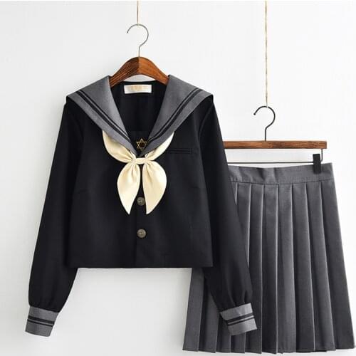 Large-Size S-5XL 8 Sizes Japanese JK Uniforms School Dresses For Girls Black Gray Sailor Suit Middle High School Uniforms Suits