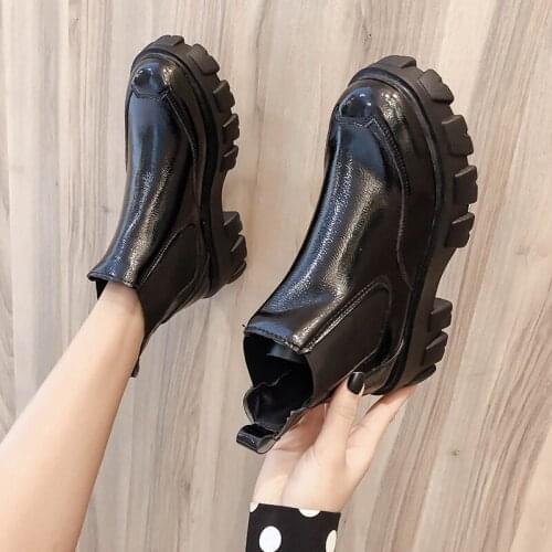 Womens Boots Autumn Booties Woman 2021 Low Heel Shoes Round Toe Mid Calf Ladies Summer Rubber Mid-Calf Rock