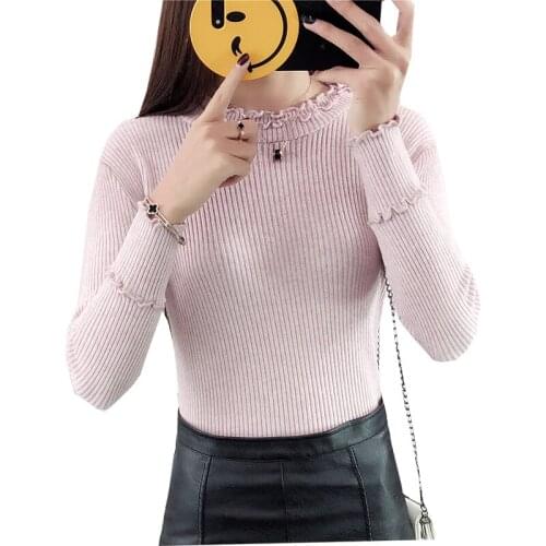 Autumn And Winter womens Sweater 2019 Round Neck Slim Long Sleeve Thick Solid Color Women Sweaters And Pullovers vestidosLXJ464