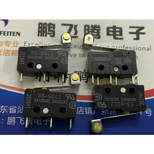 1PCS Imported Japan Omron SS-5GL2 small stroke limit switch 3 foot with handle roller button switch 5A