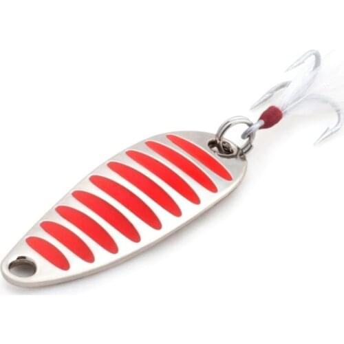 1PCS Fishing Spoon Lure Metal Silver Gold 10g 15g 20g Bass Baits with Feather Iscas Artificial Hard Bait Carp Fishing Tackle