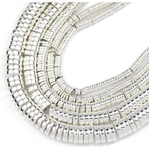 3/4/6/8mm Natural Silvers COINS Hematite Stone Flat Round Spacers Loose Beads For Jewelry Making Diy Bracelets Accessories