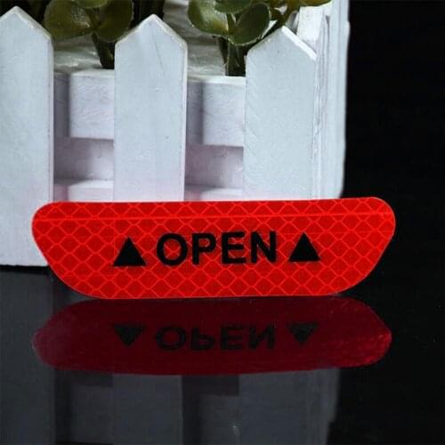 4Pcs Car Door Open Sign Adhesive Reflective Stickers Warning Mark Safety Decals Strips