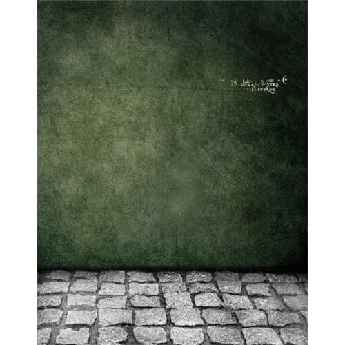 5x7ft Stone Floor Green Wall Photography Backdrops Photo Props Studio Background