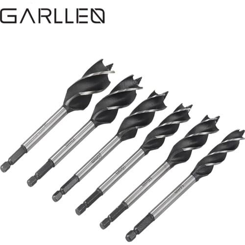 GARLLEN 6 pcs Four Blade Four Slots Power Drill Woodworking Drill Bits Set Self-tapping Drill Tip For Faster Chip Ejection