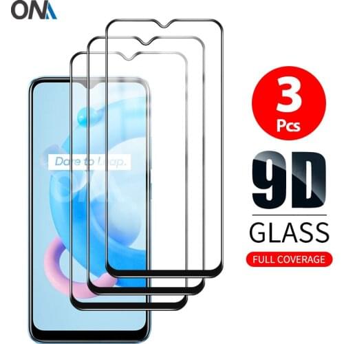 3Pcs 9D Curved Tempered Glass For OPPO Realme C20 / C21 / C12 Screen Protector For Realme C11 / C3 Protection Film