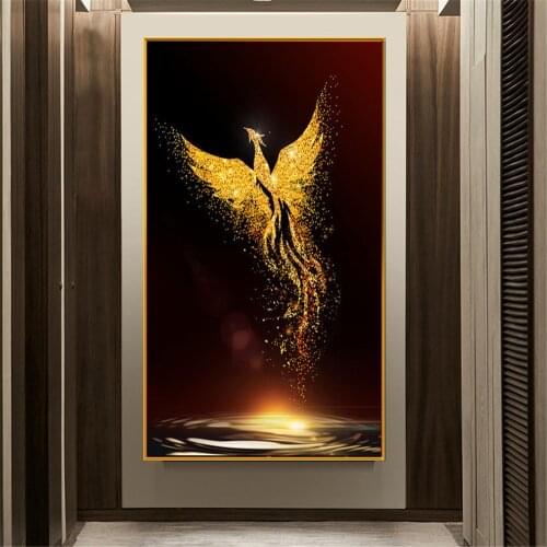 Diamond Painting Full Round Golden Phoenix Picture Diamond Embroidery Cross Stitch Kit Diamond Mosaic Craft Home Christmas Gift