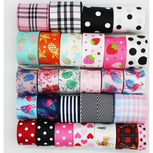 Mixed Colors Grosgrain Satin Ribbon Pink Heart Blue For DIY Gift Packaging Christmas 3/8" 7/8" 1-1/2" Inch 10 22 38 MM