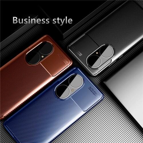 For Huawei P50 Pro Case Armor Coque Silicone Fiber Rubber Protective Bumper Case For Huawei P50 Pro Cover For Huawei P50 Pro