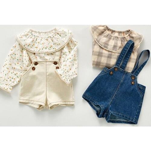2020 autumn new baby overalls boys and girls denim overalls childrens jumpsuits childrens denim shorts two-piece suit
