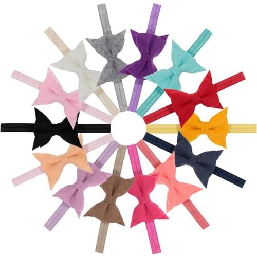 14pcs/lot Felt Bow Elastic Baby Girls Headband Newborn Toddler Hair Bows Headwear Photography Props Kids Hair Accessories