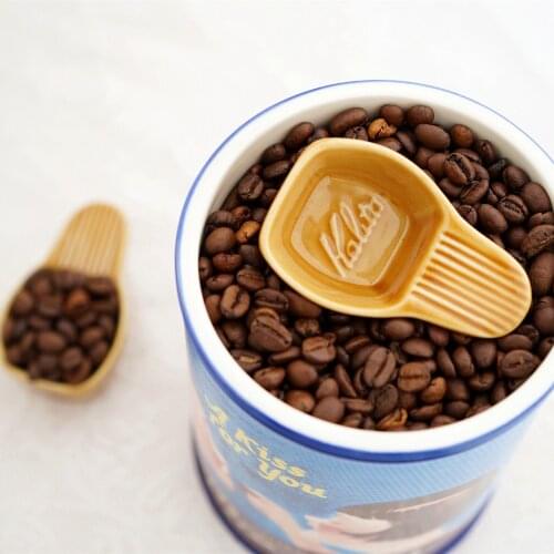 Ceramic Coffee Beans Spoon Ginger Yellow Spoon for Sauce Seansonings Japanese Style Coffee Spoon