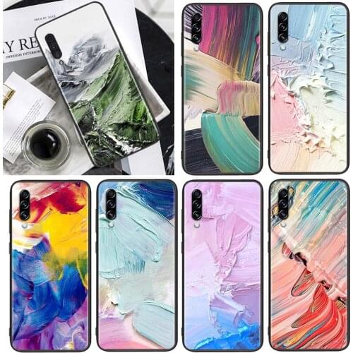 Oil Painting Paints for Samsung Galaxy A90 A80 A70 A60 A50 A40 M30 A20E A2Core A10S A10E Soft Black Phone Case