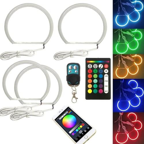 Matte 4PCS 131MM E36 Angel Eyes RGB Multicolor APP RF Wireless Remote Control LED Light Suitable for BMW 3 Series E46 E39 E38