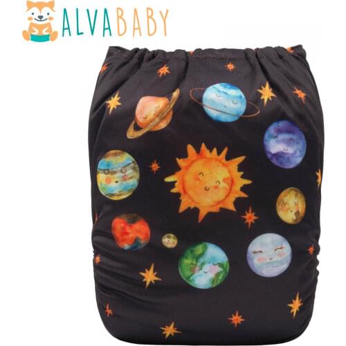 ALVABABY Washable Eco-Friendly Cloth Baby Diaper Reusable Diapers Cloth Nappy for Babies 3-15kg with Insert