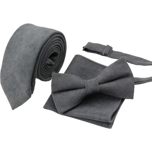 New Style Mens Tie Set Vintage Classic Soft Downy Suede Solid Necktie Bowtie Handkerchief Pocket Square Party Daily Nice Gift