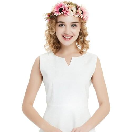 Bohemian Chrysanthemum Lily Flower Crown Hairbands Floral Bride Head Wreath Wedding Adjustable Child Adult Garland Performance