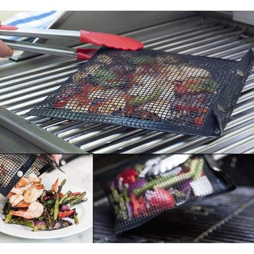 BBQ Grill Mesh Bag Reusable Mesh Grilling Bag Nonstick BBQ Grill Mat Oven Smoker Baking Grilling Mat BBQ Grill Accessories