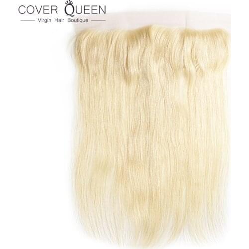 Ear To Ear Lace Frontal Closure With Baby Hair Straight 13x4 Color 613 Blonde Brazilian Remy Human Hair Transparent Lace Closure