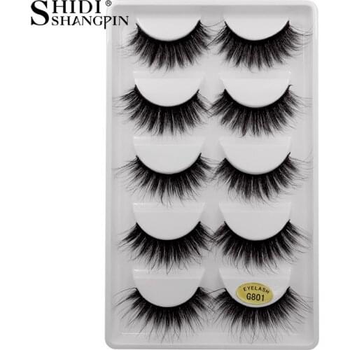 SHIDISHANGPIN 5 Pairs Mink Eyelashes Hand Made Makeup 3D Mink Eyelashes Natural Long Lashes Mink 1cm-1.5cm Eyelashes G801