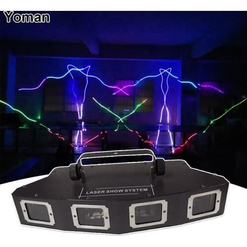 4 Head RGB Mixed Color Line Scanner Laser Projector Stage Effect Laser Lighting Patterns DJ Party Disco Bar Club Beam Lights
