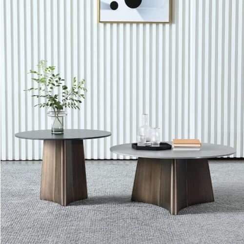 Slate tea table round side a few living room modern minimalist tea Taipei European size round coffee table combination table