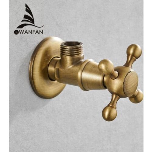 Faucet Replacement Parts 1/2" x 1/2"Antiuqe Brass Angle Stop Valve Filling For Faucet and Toilet Triangle Valves Water Stop 8818