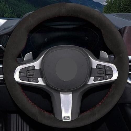 Car Steering Wheel Cover Hand-stitched Black Suede For BMW M Sport G30 G31 G32 G20 G21 G14 X3 G15 G16 G01 X4 G02 X5 G05