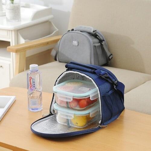RUPUTIN Lunch Box Thermal Insulated Waterproof Lunch Bag With Shoulder Strap Picnic Bag Office Worker Insulation Container Pack