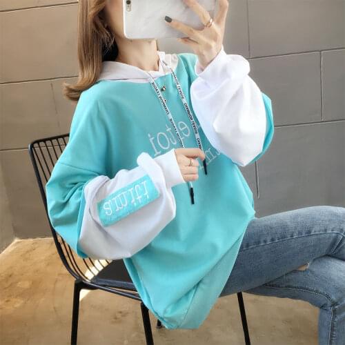 Spring Autumn Style Womens Cotton Hoodies Long Sleeve Solid Color Hooded Collar Loose Sweatshirts AA4121