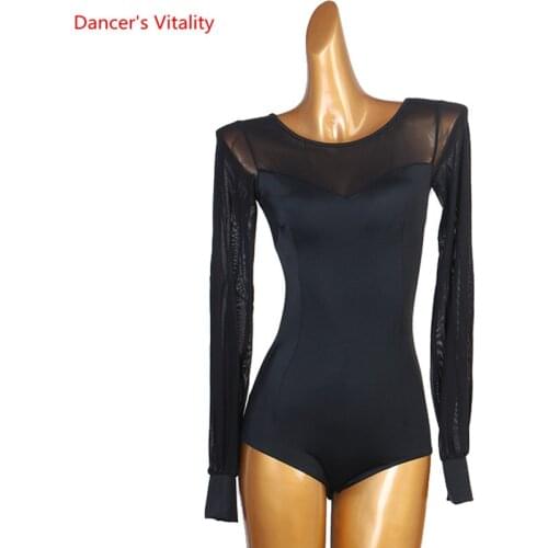 Modern Dance Top Female Adult Sexy Long Sleeve Body Suit New Waltz Dance Ballroom Dancewear Woman Elegant Latin Dancing Onesies